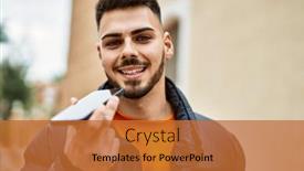  Presentation with voice - Presentation theme enhanced with handsome-hispanic-man-with-beard background and a red colored foreground