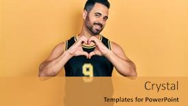  Presentation with love heart - Slides featuring handsome-hispanic-man-with-beard background and a yellow colored foreground