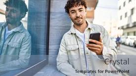  Presentation with beard - Slide deck featuring handsome-hispanic-man-with-beard background and a light blue colored foreground