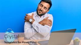  Presentation with self care - Colorful presentation theme enhanced with handsome-hispanic-man-working-using backdrop and a lemonade colored foreground