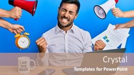  Presentation with office - Amazing slide set having handsome-hispanic-man-working backdrop and a coral colored foreground