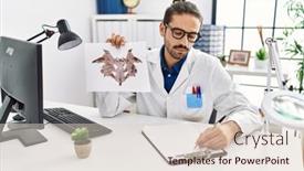  Presentation with working - PPT theme with handsome-hispanic-man-working background and a  colored foreground