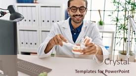  Presentation with dentist - Slide set with handsome-hispanic-man-working background and a  colored foreground