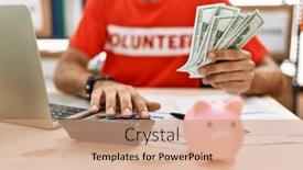  Presentation with volunteer - Presentation theme featuring handsome-hispanic-man-working background and a coral colored foreground