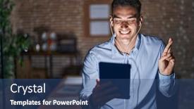  Presentation with office - Theme consisting of handsome-hispanic-man-working background and a ocean colored foreground