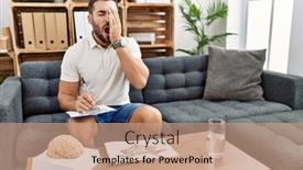  Presentation with face pain - PPT layouts featuring handsome-hispanic-man-working background and a coral colored foreground