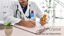  Presentation with working - PPT theme featuring handsome-hispanic-man-working background and a  colored foreground