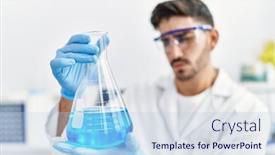  Presentation with scientific - Presentation with handsome-hispanic-man-working background and a light blue colored foreground