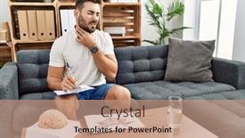  Presentation with infection - Presentation theme consisting of handsome-hispanic-man-working background and a coral colored foreground