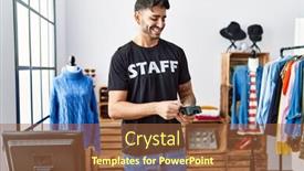  Presentation with working - PPT layouts consisting of handsome-hispanic-man-working background and a tawny brown colored foreground