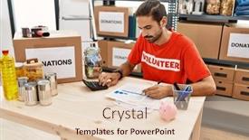  Presentation with donation - Slide set with handsome-hispanic-man-working background and a lemonade colored foreground