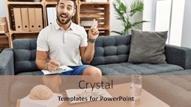  Presentation with working - Presentation theme enhanced with handsome-hispanic-man-working background and a coral colored foreground