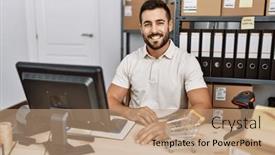  Presentation with working - Theme with handsome-hispanic-man-working background and a  colored foreground