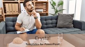  Presentation with environmental psychology man green - Presentation theme featuring handsome-hispanic-man-working background and a coral colored foreground