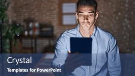  Presentation with crying - Theme featuring handsome-hispanic-man-working background and a  colored foreground