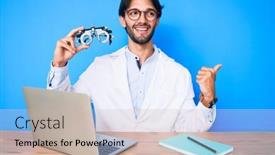  Presentation with optometry - Beautiful slide deck featuring handsome-hispanic-optician-man backdrop and a soft green colored foreground