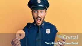  Presentation with police police - PPT layouts consisting of handsome-hispanic-police-man-eating background and a ocean colored foreground