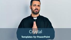  Presentation with beard - Audience pleasing slide deck consisting of handsome-hispanic-priest-man backdrop and a ocean colored foreground