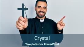  Presentation with beard - PPT layouts consisting of handsome-hispanic-priest-man background and a  colored foreground