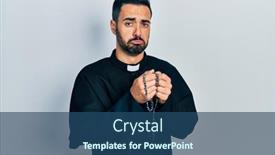  Presentation with beard - Slides having handsome-hispanic-priest-man background and a ocean colored foreground