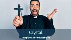  Presentation with hands holding - Slides with handsome-hispanic-priest-man background and a ocean colored foreground