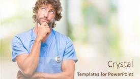  Presentation with hand surgeon - Audience pleasing PPT theme consisting of handsome hispanic surgeon doctor man over isolated background with hand on chin thinking about question pensive expression smiling with thoughtful face doubt concept backdrop and a cream colored foreground