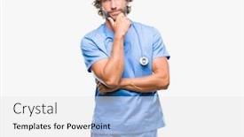  Presentation with hand surgeon - Beautiful slides featuring handsome hispanic surgeon doctor man over isolated background looking confident at the camera with smile with crossed arms and hand raised on chin thinking positive backdrop and a white colored foreground
