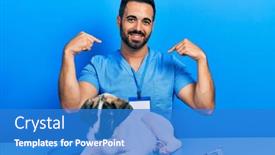  Presentation with veterinary - Slides having handsome-hispanic-veterinary-man background and a teal colored foreground