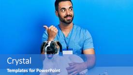  Presentation with veterinary - PPT layouts consisting of handsome-hispanic-veterinary-man background and a teal colored foreground
