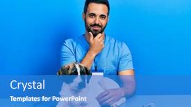  Presentation with veterinary - Presentation enhanced with handsome-hispanic-veterinary-man background and a teal colored foreground