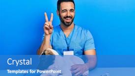  Presentation with veterinary - Slide set having handsome-hispanic-veterinary-man background and a teal colored foreground