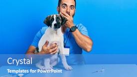  Presentation with veterinary - PPT theme featuring handsome-hispanic-veterinary-man background and a teal colored foreground