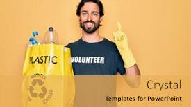 Presentation with plastic bag - Theme enhanced with handsome-hispanic-volunteer-man-wearing background and a yellow colored foreground