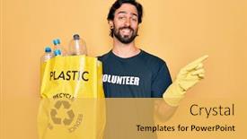  Presentation with plastic bag - Colorful PPT theme enhanced with handsome-hispanic-volunteer-man-wearing backdrop and a yellow colored foreground