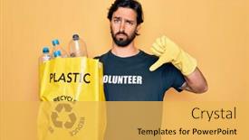  Presentation with plastic bag - PPT theme featuring handsome-hispanic-volunteer-man-wearing background and a yellow colored foreground