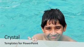  Presentation with indian classical orcastra templets - Audience pleasing theme consisting of handsome indian kid playing backdrop and a light blue colored foreground