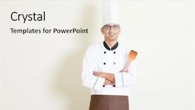  Presentation with chef - PPT theme with handsome indian male chef background and a white colored foreground