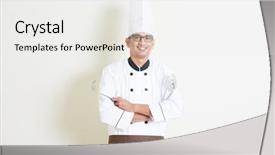  Presentation with hand tools - Presentation design consisting of handsome indian male chef background and a white colored foreground