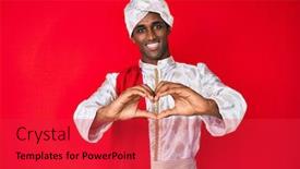  Presentation with saree - Slides having handsome-indian-man-wearing-tradition background and a red colored foreground