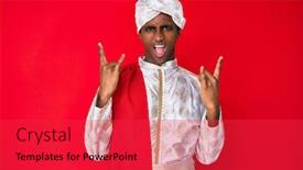  Presentation with saree - Theme having handsome-indian-man-wearing-tradition background and a red colored foreground