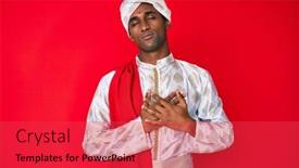  Presentation with indian - Presentation theme enhanced with handsome-indian-man-wearing-tradition background and a red colored foreground