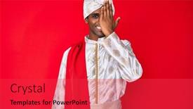  Presentation with saree - Slides having handsome-indian-man-wearing-tradition background and a red colored foreground