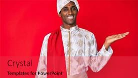  Presentation with hand palm - Presentation theme with handsome-indian-man-wearing-tradition background and a red colored foreground