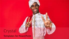  Presentation with saree - Presentation theme featuring handsome-indian-man-wearing-tradition background and a red colored foreground