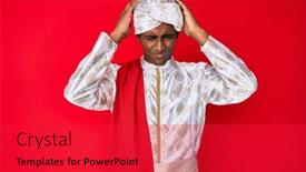  Presentation with saree - Slides having handsome-indian-man-wearing-tradition background and a red colored foreground