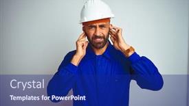  Presentation with noise - Slides having handsome-indian-worker-man-wearing background and a navy blue colored foreground