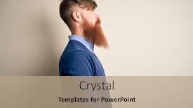  Presentation with business profile - PPT theme having handsome-irish-redhead-business-man background and a coral colored foreground