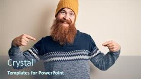  Presentation with irish - Amazing PPT layouts having handsome-irish-redhead-man backdrop and a ocean colored foreground