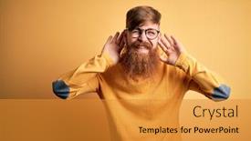  Presentation with irish - PPT theme enhanced with handsome-irish-redhead-man background and a gold colored foreground