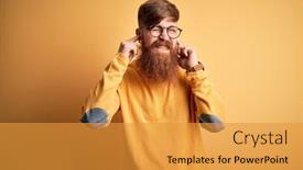  Presentation with yellow music - Colorful PPT theme enhanced with handsome-irish-redhead-man backdrop and a gold colored foreground